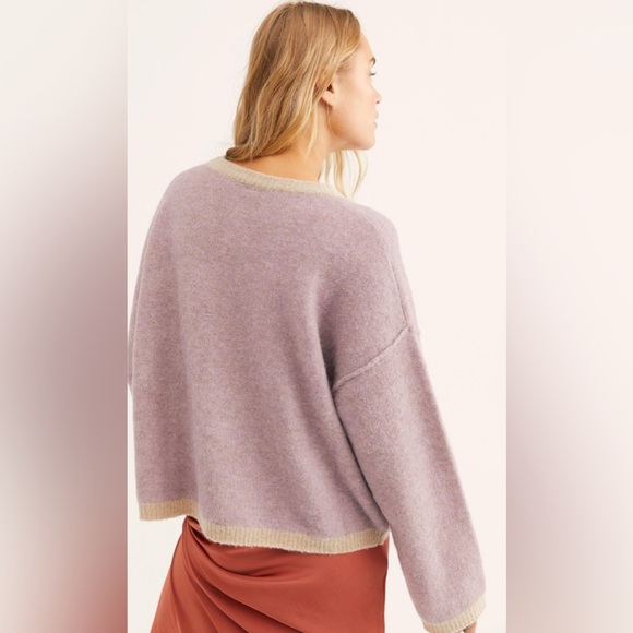 Free People Alpaca Wool Grandpa Crewneck Sweater Long Sleeve Top - Picture 2 of 6